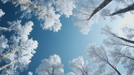 Scenery of winter trees viewed from a lawn Agul