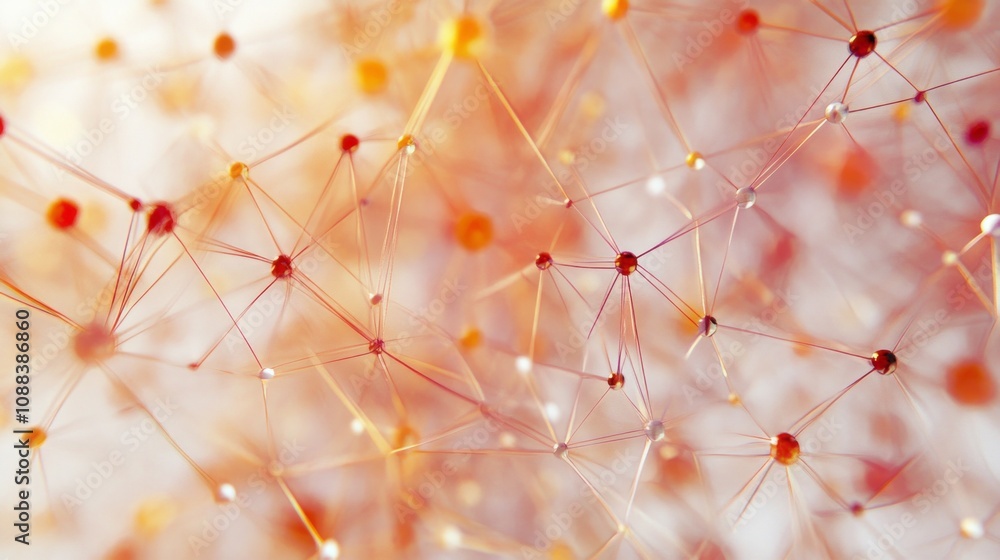 Poster a close up of a network of red and white dots