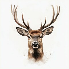 Watercolor Deer Portrait.