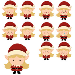 Obraz premium elf girl expression with long hair blonde for icon, design, logo, stiker pack, printing.
