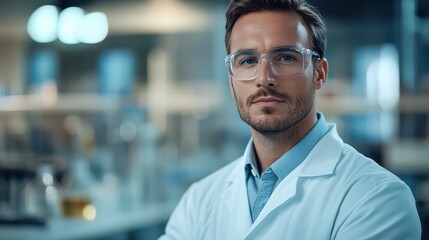 Obraz premium Confident Male Scientist in Lab.