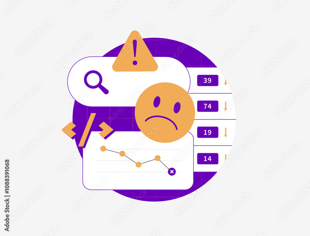 Poster seo error with website seo failure, poor search engine ranking. keyword optimization, duplicate cont