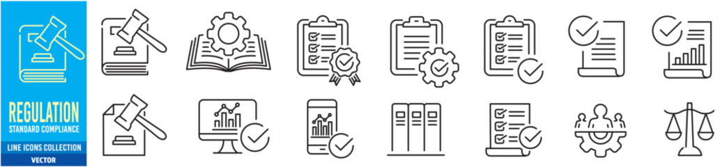 Regulation icons set vector illustration