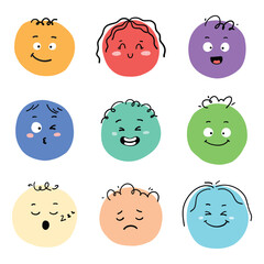 Handdrawn Circle Character with Various Expression