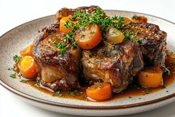 Braised Beef Short Ribs with Carrots and Thyme