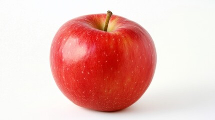 A fresh ripe, red apple with its smooth, shiny skin and small stem