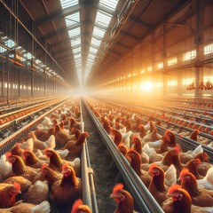 Realistic Farm Life: Hens on a Large Factory Farm in Action