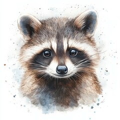 Obraz premium Watercolor Raccoon Portrait.