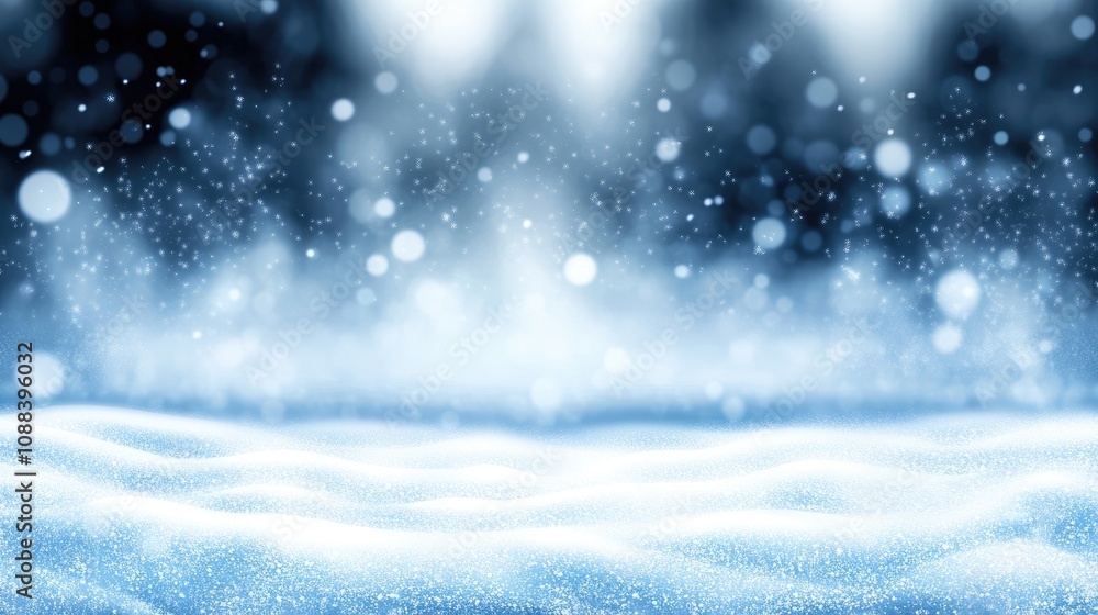 Poster soft snow blankets the ground under a cascade of shimmering lights, creating a serene and magical at
