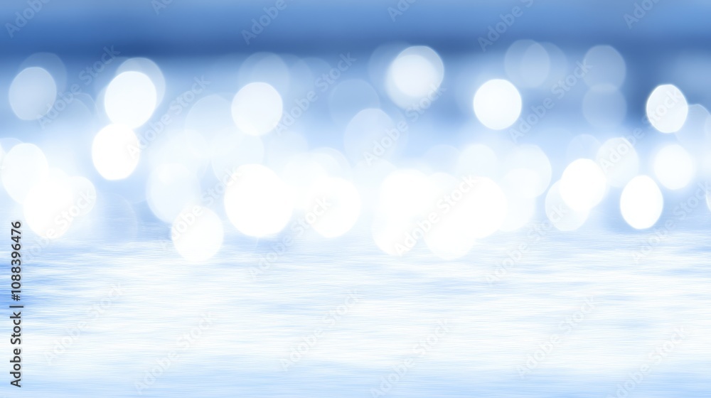 Poster soft shimmering lights dance across a serene blue backdrop, creating a calming atmosphere ideal for 