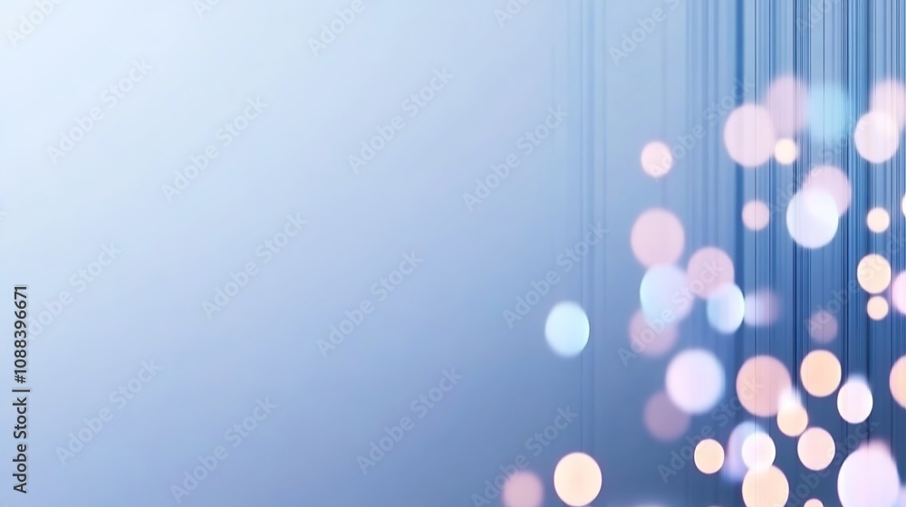 Poster soft blue background with suspended light bokeh effects for abstract imagery in graphic design and a