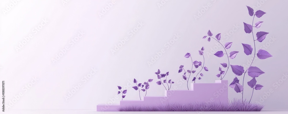 Poster dynamic 3d model of a lavender-colored growth chart, visually appealing and functional.