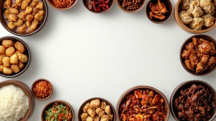 Here's a description for your photo stock: Diverse Asian cuisine dishes. A variety of flavorful meals perfect for restaurant menus or food blogs.