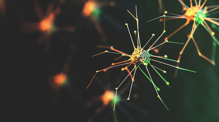 Radiating web of light-filled nodes on a dark background, evoking the power of data-driven systems and the future of technological progress