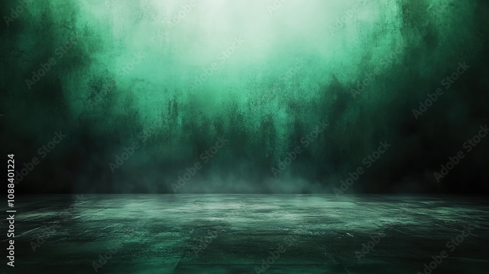 Poster ethereal green background with textured surface and soft foggy atmosphere ideal for creative project