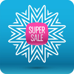 New Year's banner for sales. An advertising minimalistic banner with a beautiful linear pattern resembling a snowflake. . Winter sale banner. Original poster for discount.