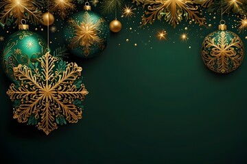  a captivating festive image that features a luxurious green Christmas background, radiating warmth and holiday joy. The background should showcase a deep, rich green hue that feels vibrant yet elegan