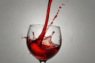  a visually stunning image of a red wine splash, isolated on a white or transparent background. The splash should be dynamic and natural, with the wine appearing mid-air as if frozen in motion. Its de