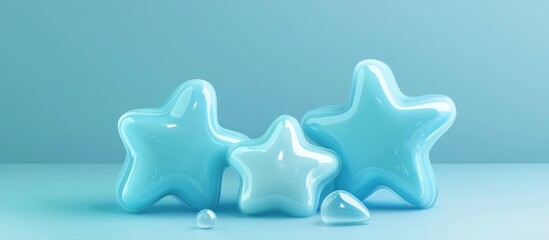 Obraz premium Three-dimensional representation of an aqua soft star block made of polymer.