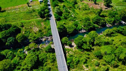 River With Bridge On Bird Eye