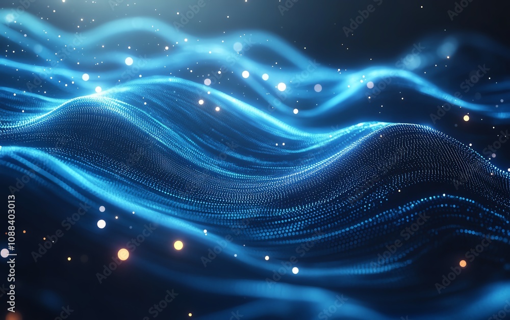 Poster blue technology background with digital network connections, data transfer lines, gradient backgroun