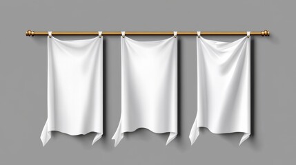 Medieval heraldic pennant flag mockup set with various edges isolated. Realistic 3D illustration of empty ensign templates.