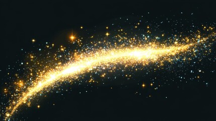 Obraz premium Glowing celebration overlay element: Transparent swirl set with gold and blue splatter tails and neon curve line sparkle.