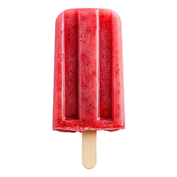 Tasty strawberry popsicle isolated on transparent background