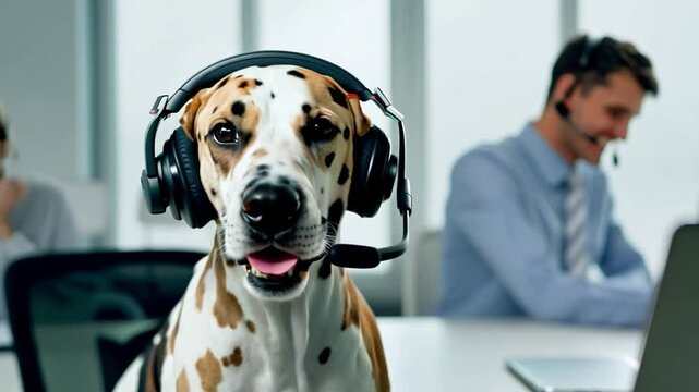 Pawsitive Customer Service: Dalmatian with Headset in Office 
