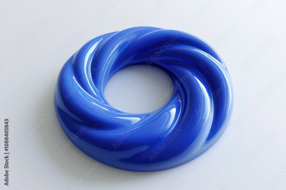 Poster three-dimensional representation of a blue loop spiral in plastic.