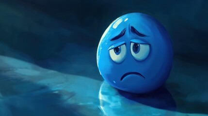 Blue Monday cartoon illustration with sad face,generated with AI.