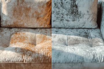 Upholstery before and after cleaning