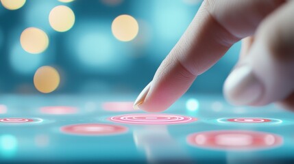 Scrolling Motion A close up of a finger scrolling through a list of options on a touchscreen, with a clean and modern user interface.