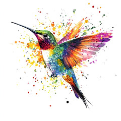 Colorful Hummingbird Splash Art 