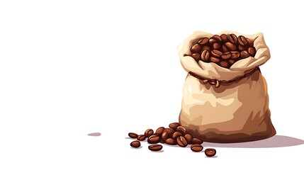 Roasted Coffee Beans in Burlap Sack: Aromatic and Rich