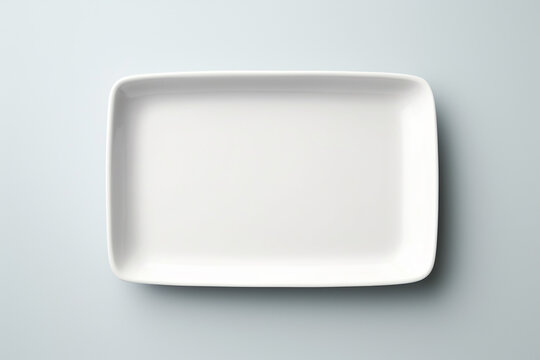 Minimalist White Tray on Soft Background for Food Presentation, Serving Dishes, or Table Decoration in Modern Kitchen Setting