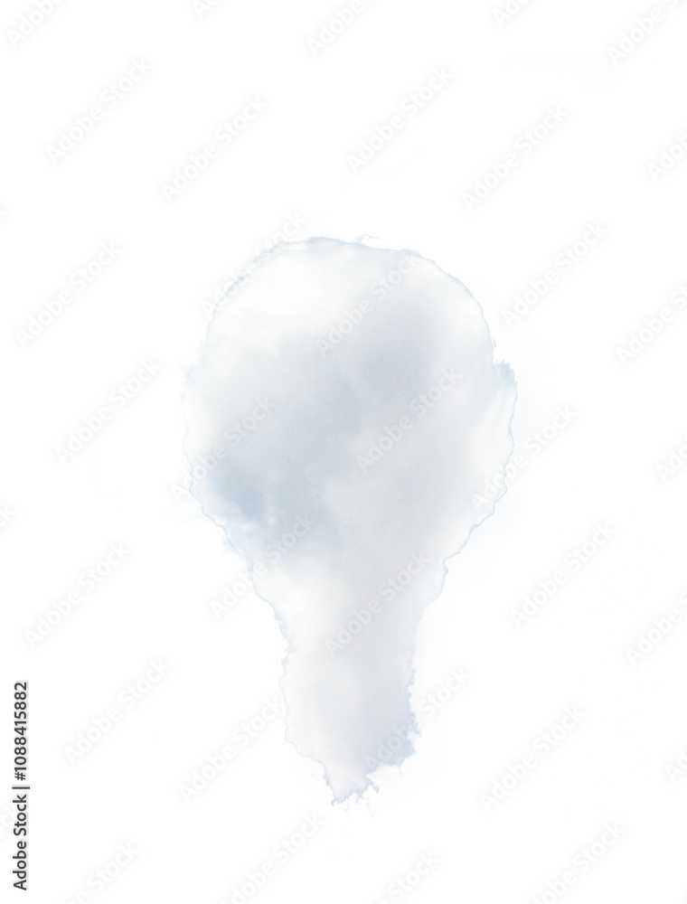 Poster a cloud in the shape of a light bulb, isolated on a clean white background. conceptual image represe