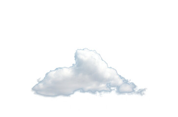 A fluffy white cloud is shown in the picture, isolated on a transparent background. The cloud has...