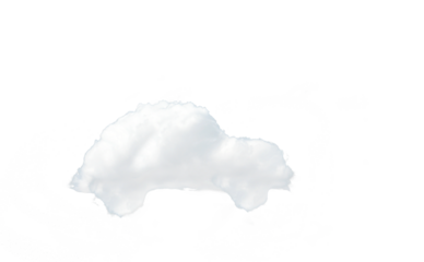A cloud resembling the shape of a car floating against a plain white background. Clean and simple design concept representing creativity and imagination