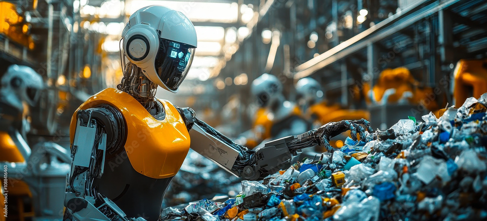 Poster robots efficiently sorting and analyzing waste for advanced recycling solutions