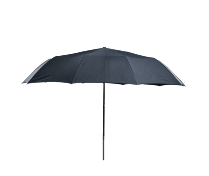 Umbrella on a white background. Minimalist style. Open umbrella with a long handle. Concept of protection from rain or sun