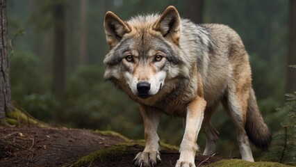 Obraz premium A gray wolf Lupus canis-