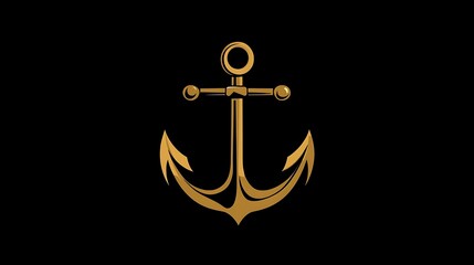 Elegant Golden Anchor Design on Black Background