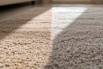 Close-up of carpet cleaning at home