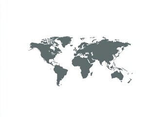 World Map Illustration with Gray Landmasses on a White Background for Educational and Creative Use in Design and Cartography Projects