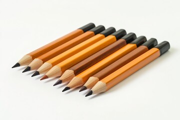 Obraz premium A Neatly Arranged Set of Graphing Pencils on a Plain White Background