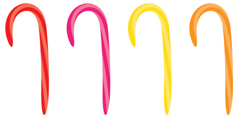 a striped red and white candy cane, isolated on white or transparent background