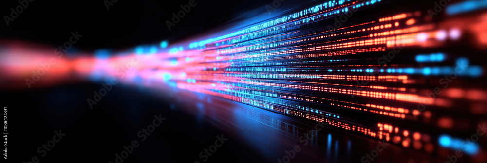 Poster highly detailed 3d render showcasing multicolored data streams, creating dynamic visual effect. vibr