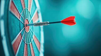 Bullseye Target with Arrow A person aiming a dart at a bullseye target, representing focus, determination, and the pursuit of objectives in business or marketing.