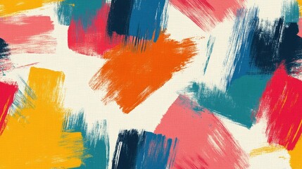 Obraz premium Seamless brushed painted abstract pattern with vibrant color strokes ideal for textile or wallpaper design